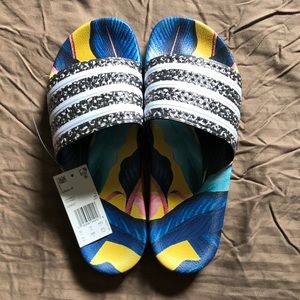 NWT Adidas Floral Stripe slip on sandals size 11